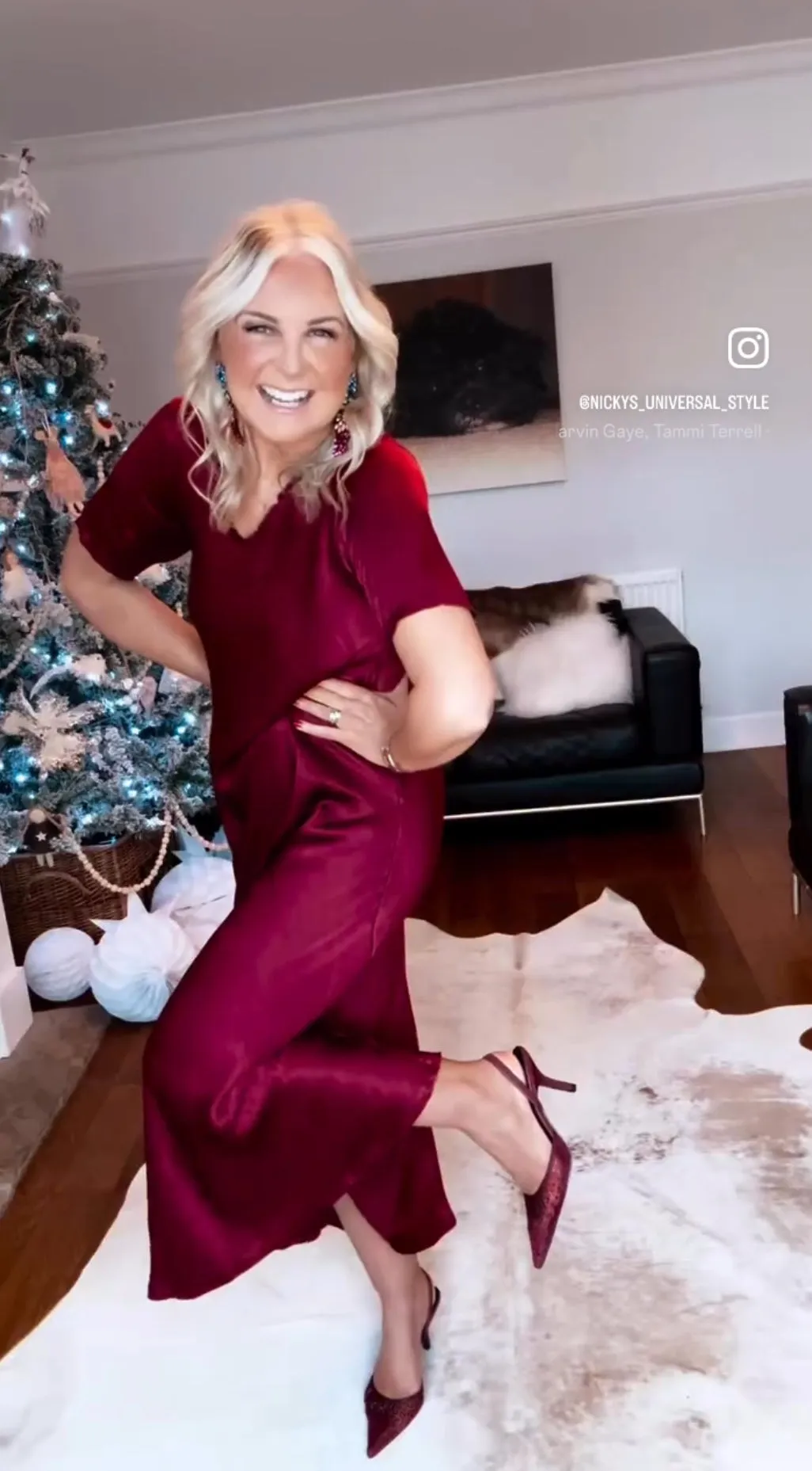 Burgundy Short Sleeve Satin Slip Dress