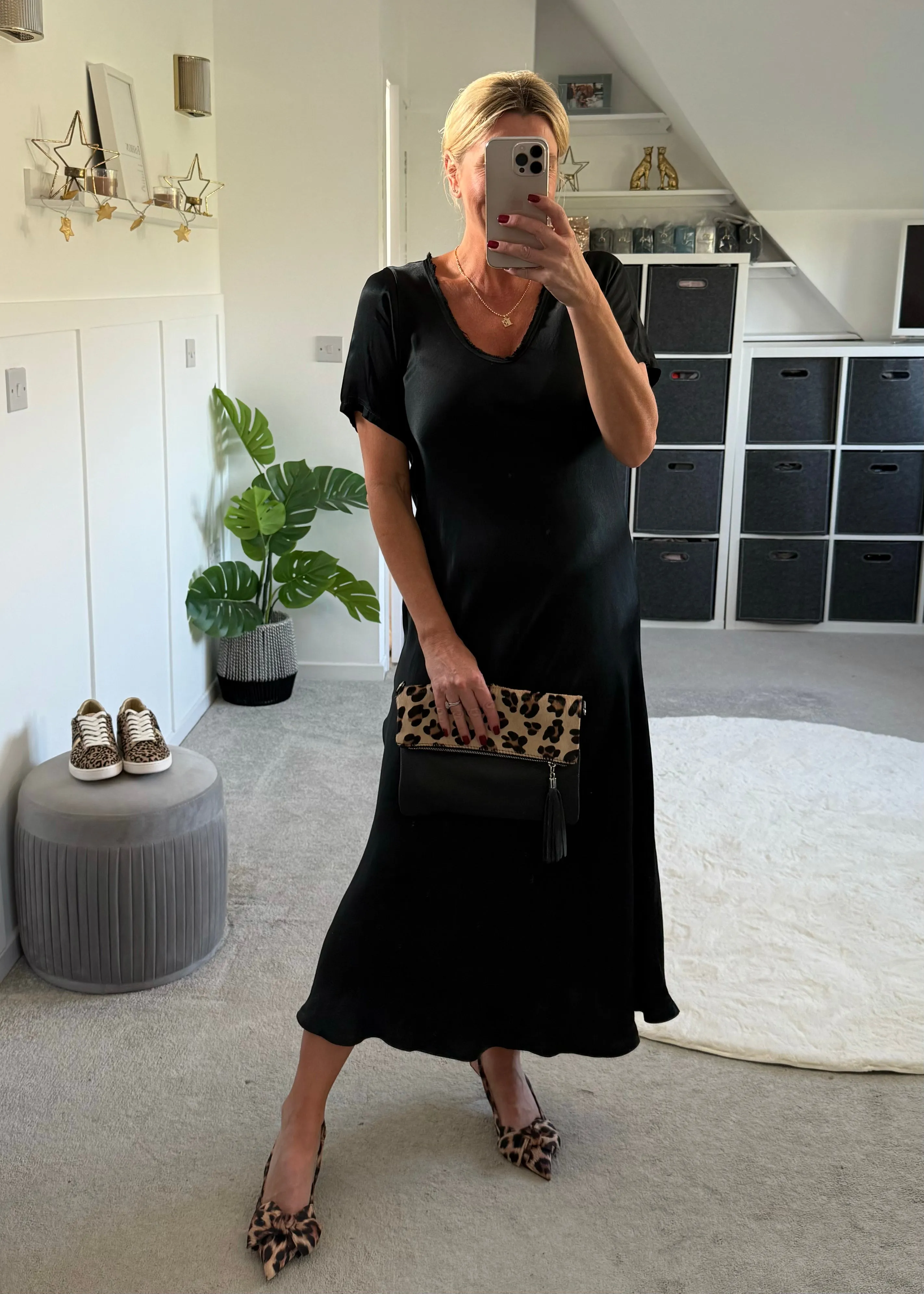Burgundy Short Sleeve Satin Slip Dress