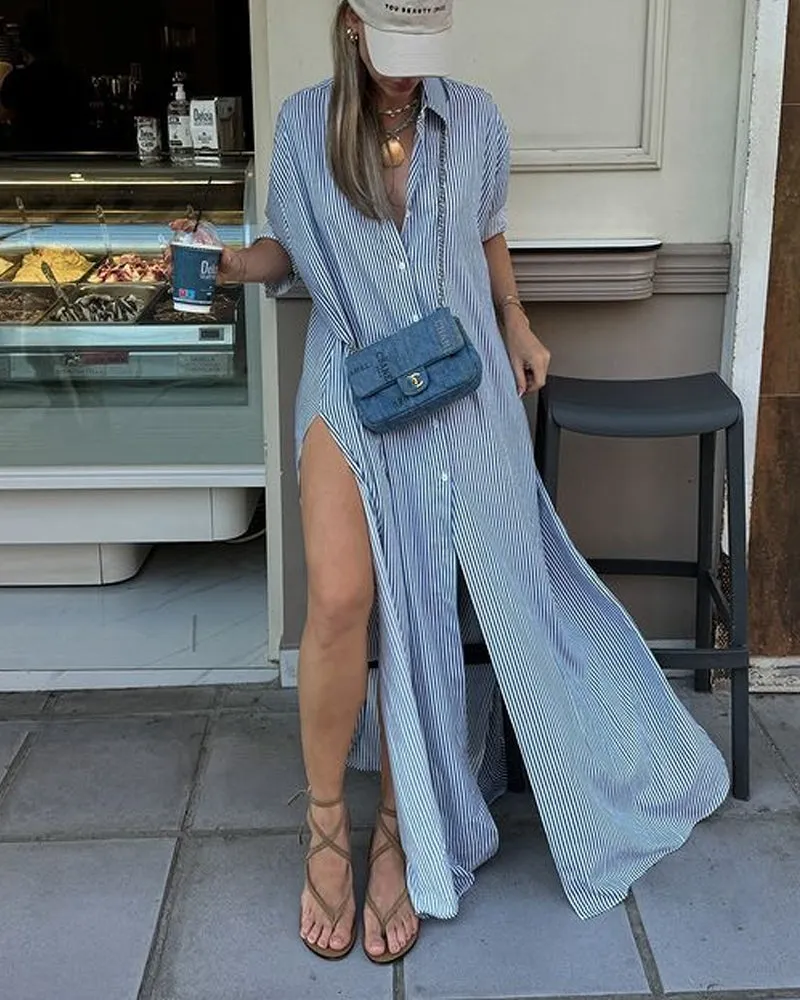 Capri Striped Shirt Dress