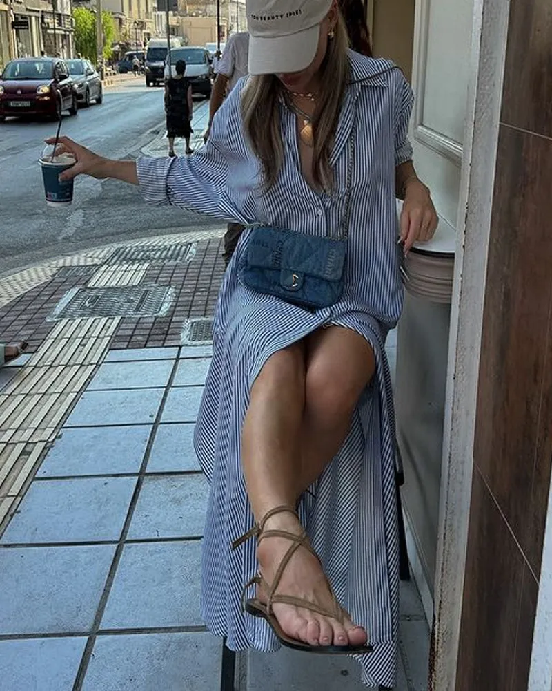 Capri Striped Shirt Dress