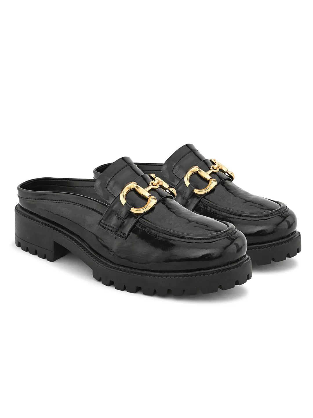 CARLO ROMANO BY WASAN BLACK COLOUR MULES FOR WOMEN