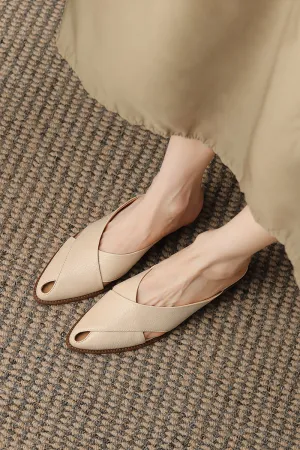 Chunky Heel Mid Heel Hollow-out High-grade Sense Closed-toe Slippers