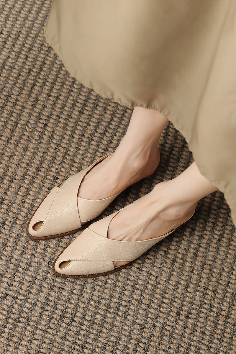 Chunky Heel Mid Heel Hollow-out High-grade Sense Closed-toe Slippers