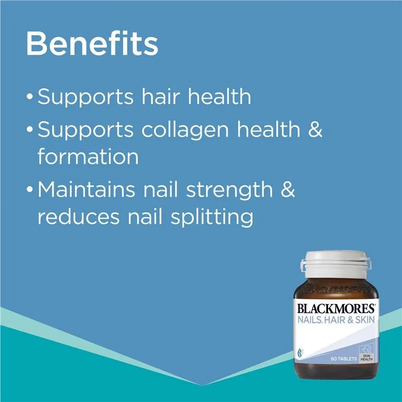 [CLEARANCE Expiry: 02/2025] Blackmores Nails Hair & Skin 60 Tablets