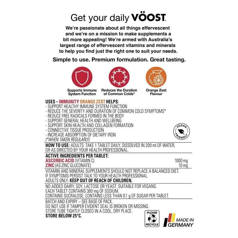 [CLEARANCE Expiry: 04/2025] Voost Immunity Orange Zest Effervescent 60 Tablets