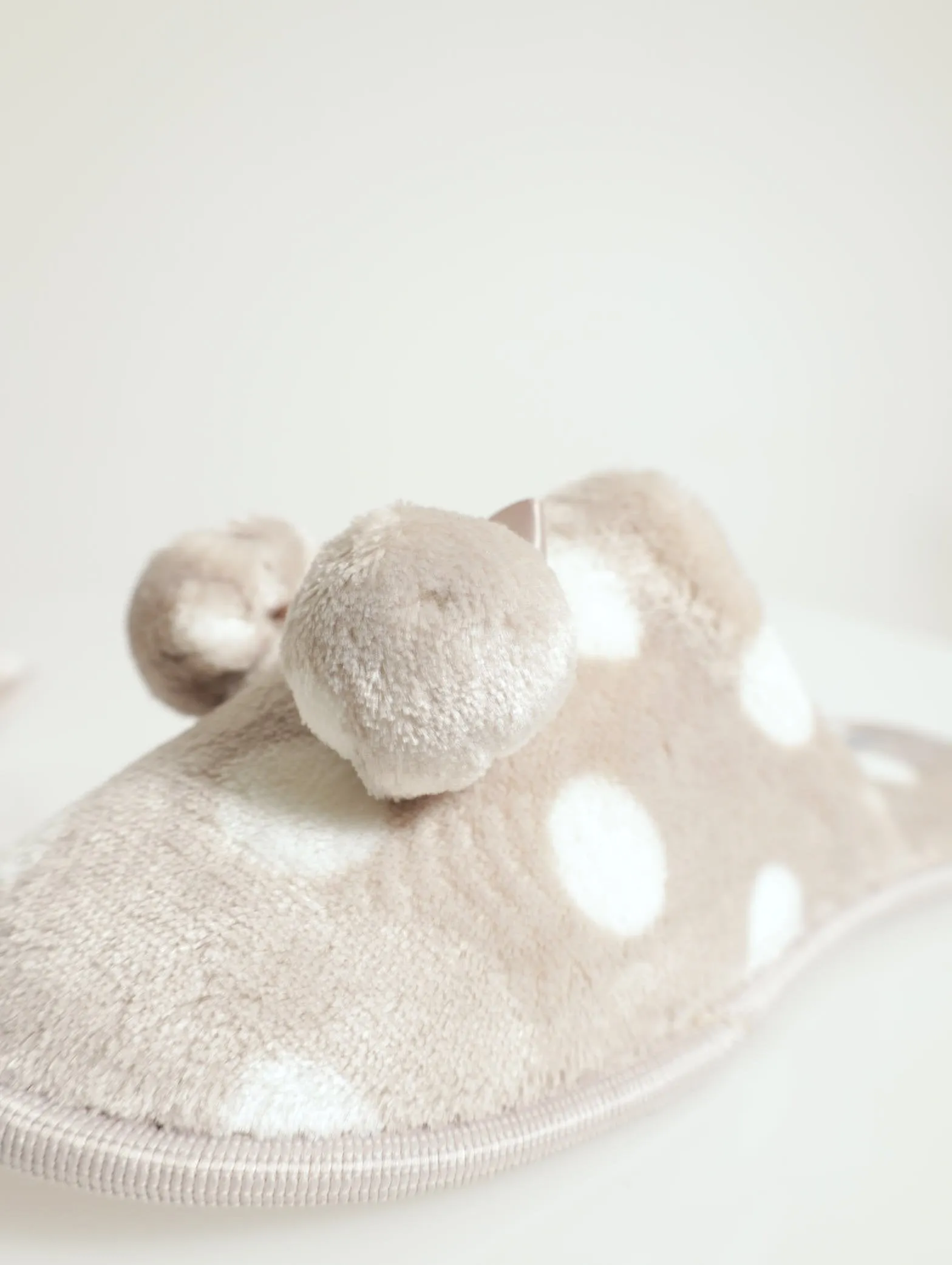 Closed Toe Slipper With Pom Pom Trim - Grey