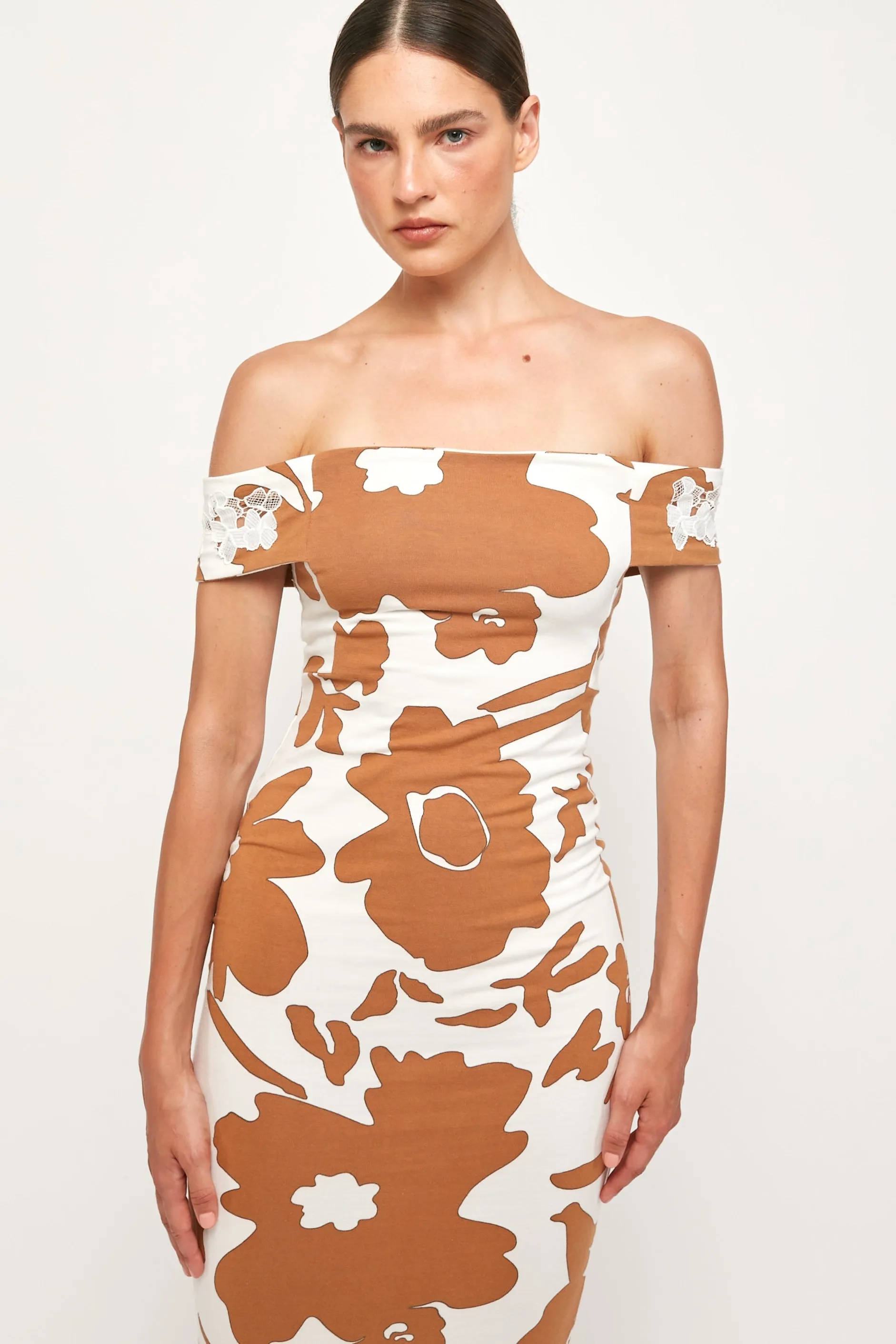 Cold Shoulder Fitted Midi
