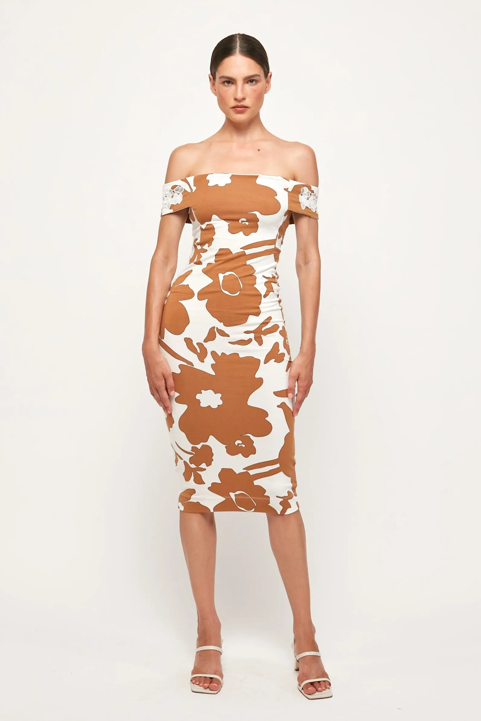 Cold Shoulder Fitted Midi