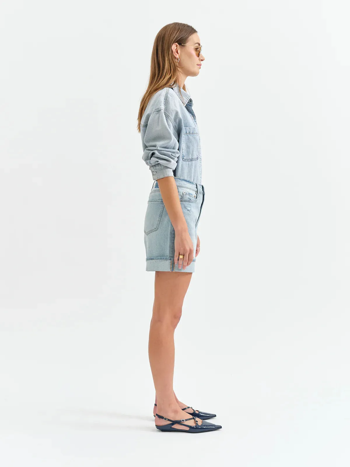 Easy Rider Mid Rise Short in Dew Drop