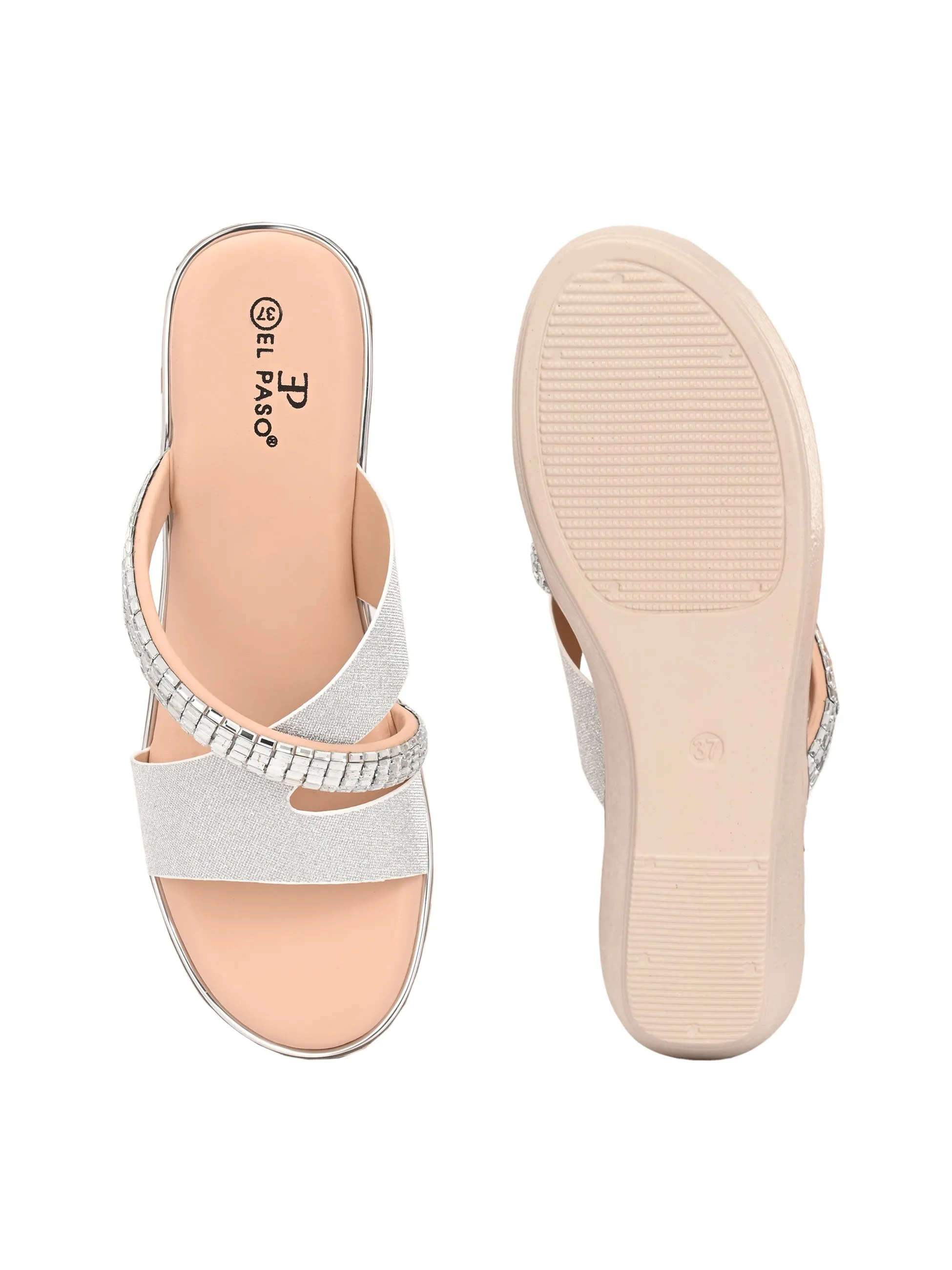El Paso Women Embellished Comfort Heel Sandals