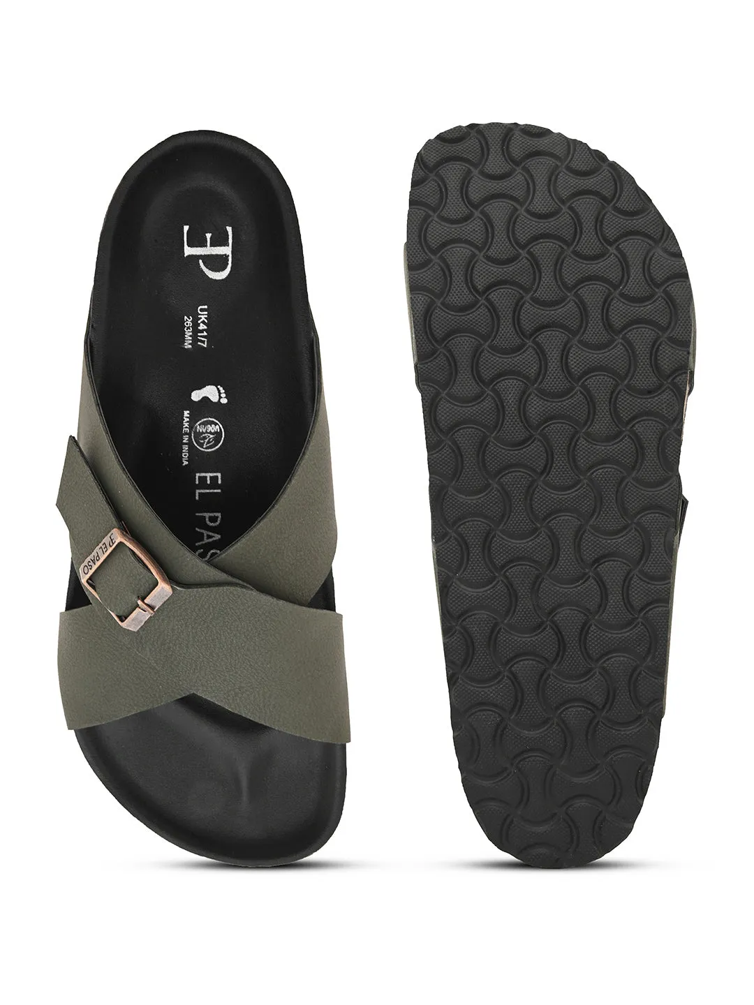 Elegant Ebony Leather Slip-On Sandal For Men