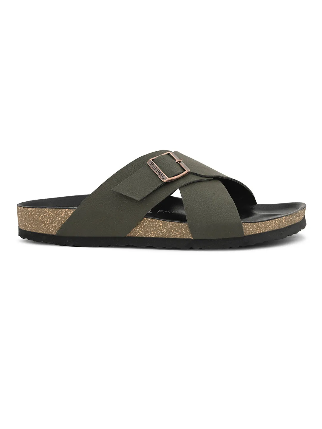 Elegant Ebony Leather Slip-On Sandal For Men