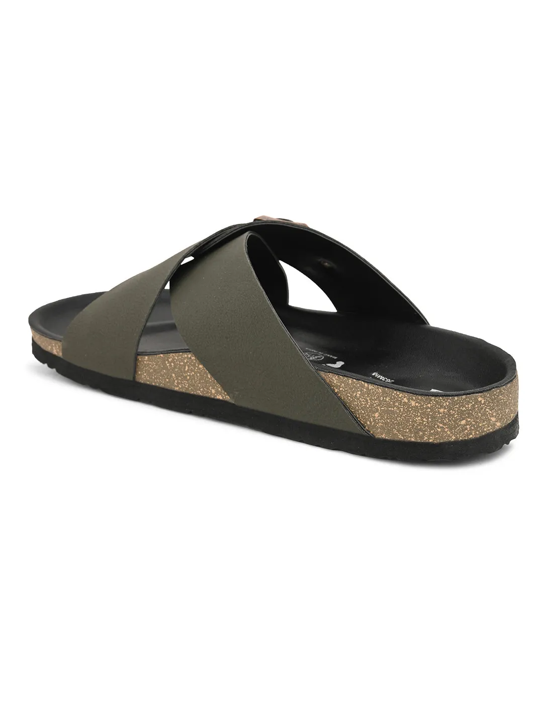 Elegant Ebony Leather Slip-On Sandal For Men