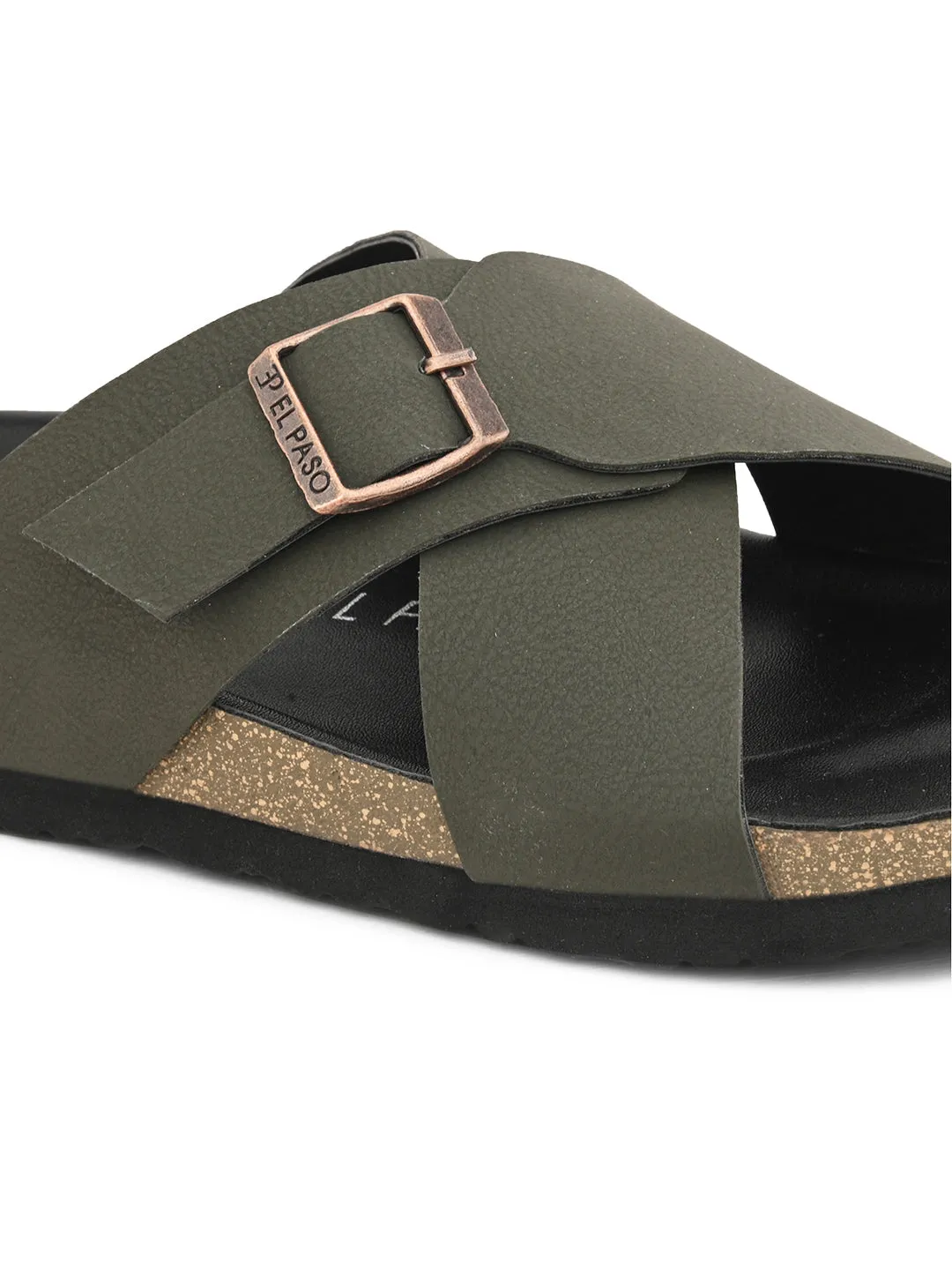 Elegant Ebony Leather Slip-On Sandal For Men