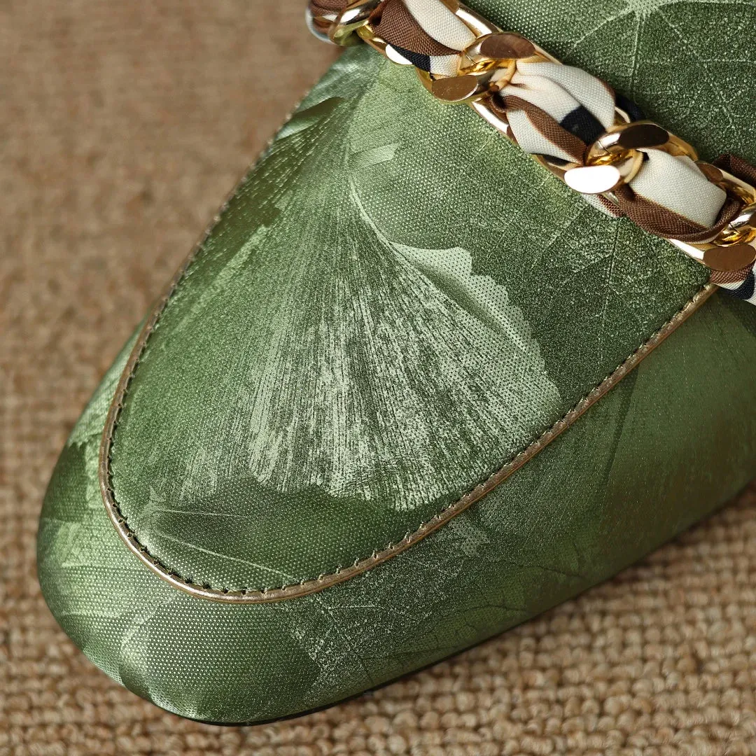 Emily Chain Scarf Leather  Mules