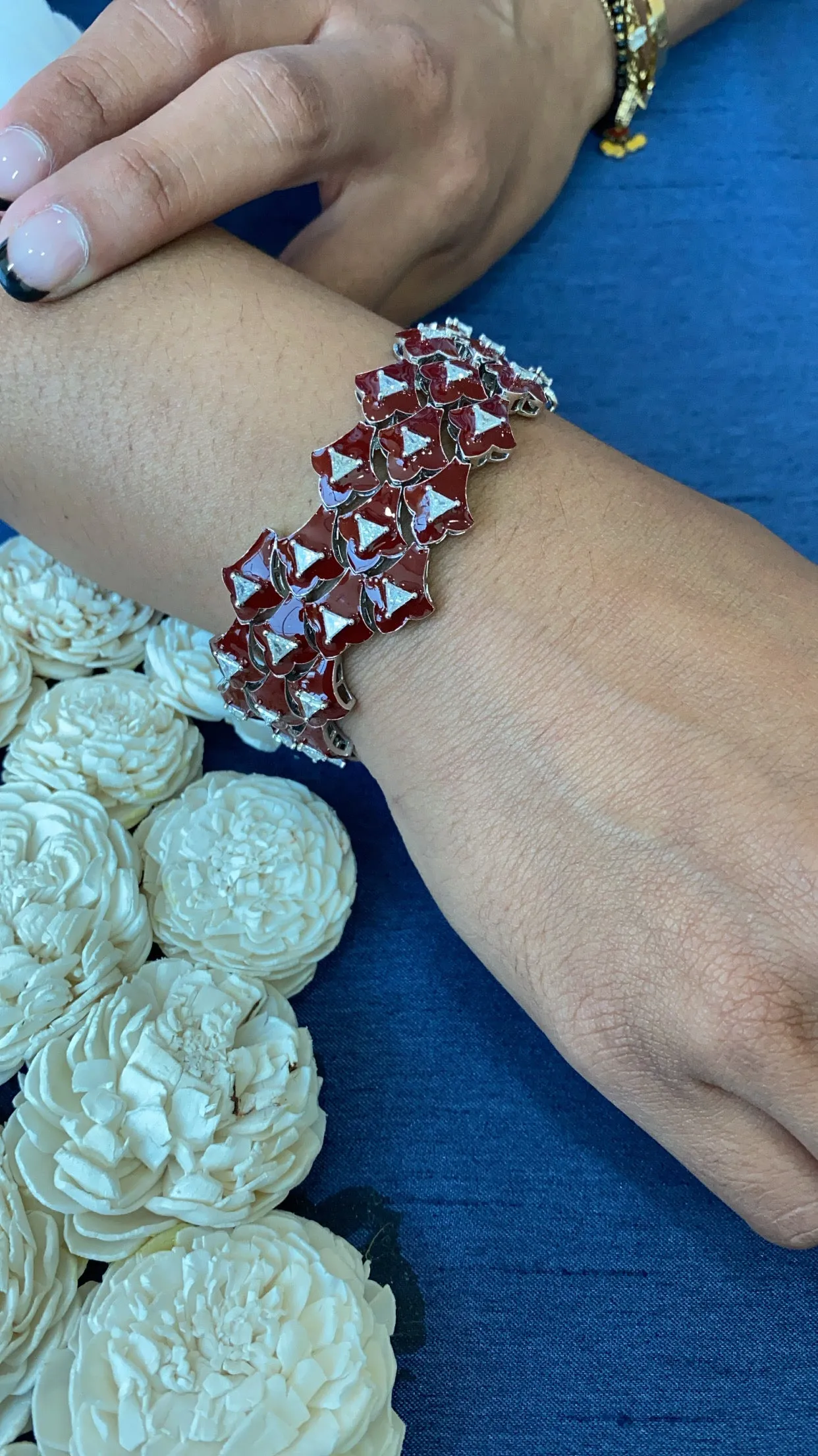 Enamel & Trillion Diamond Cuff