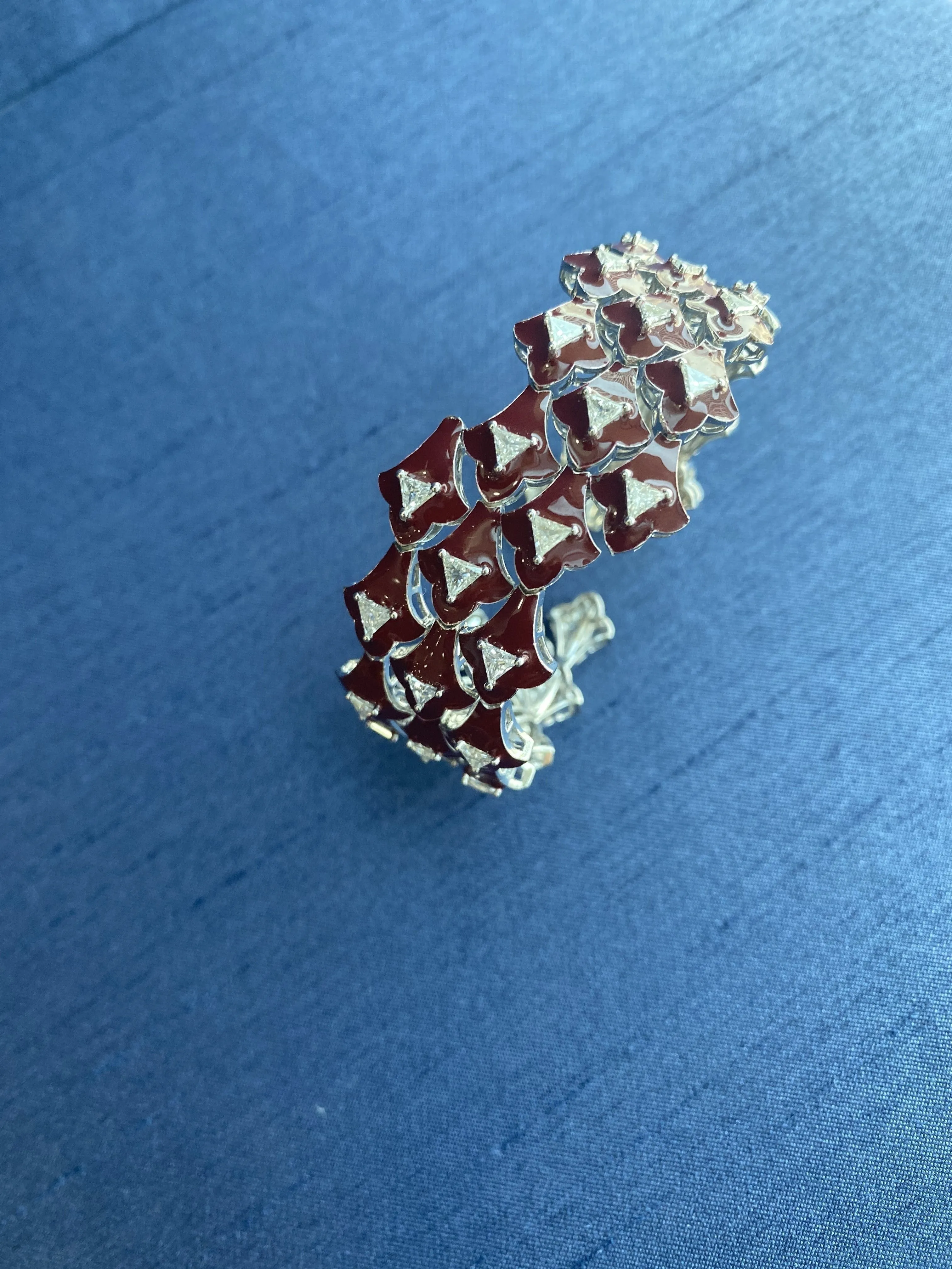 Enamel & Trillion Diamond Cuff