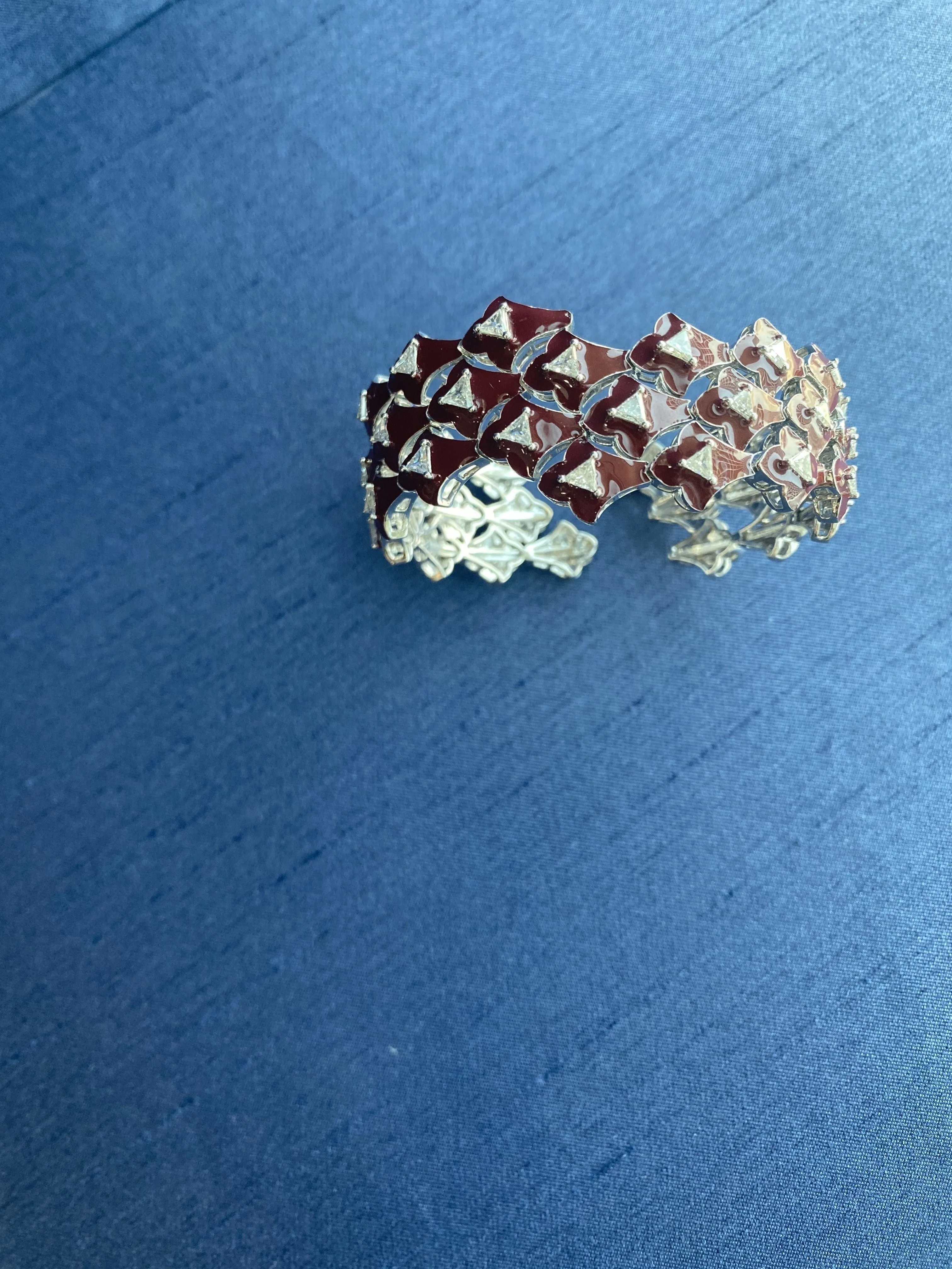 Enamel & Trillion Diamond Cuff