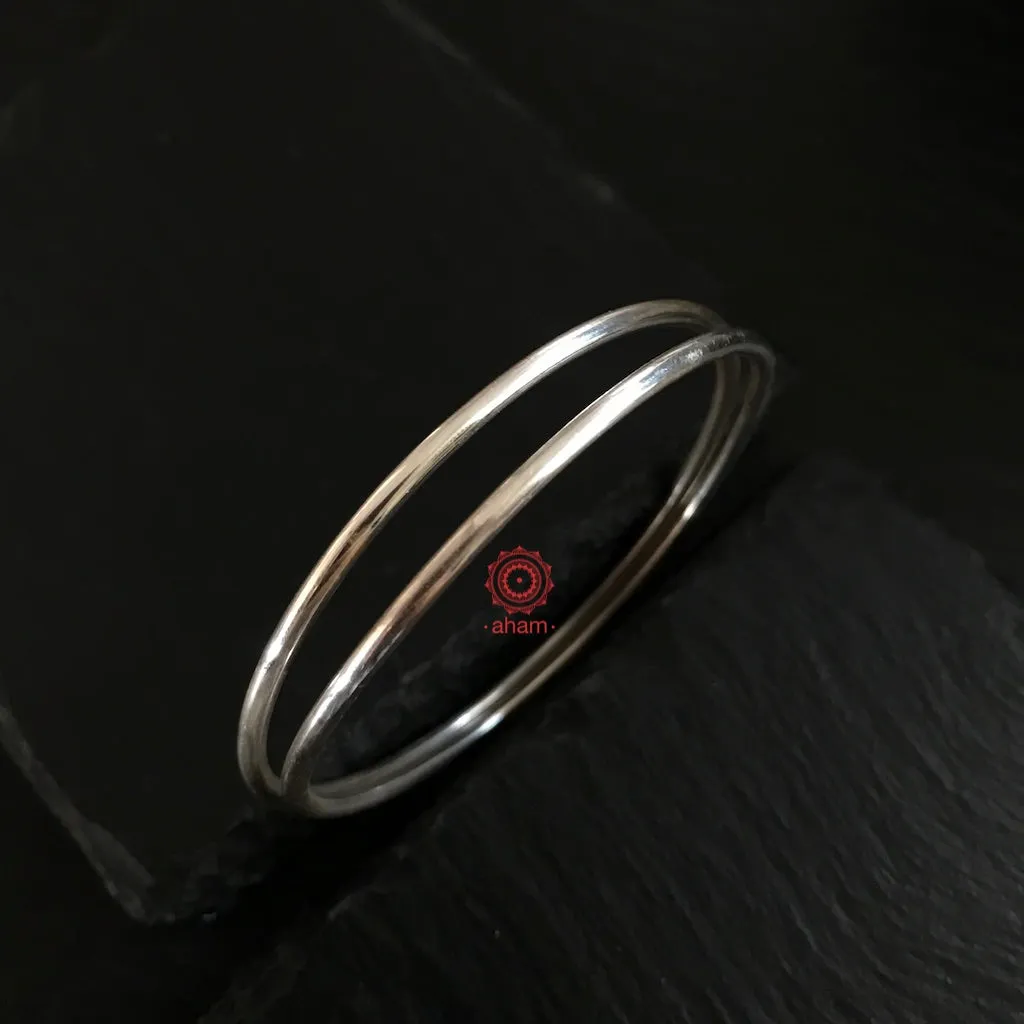 Everyday Silver Plain Bangles (2.4,2.8)
