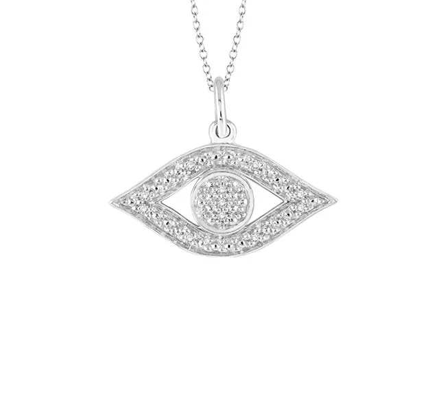Evil Eye Pendant With Diamonds In Sterling Silver