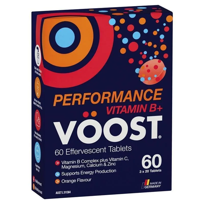 [Expiry: 06/2025] Voost Vitamin B  Performance (Orange Flavour) Effervescent 60 Tablets