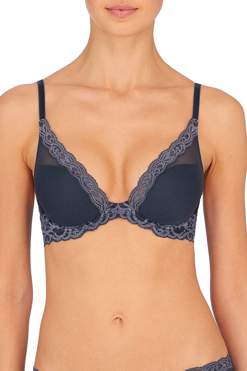 Feathers Contour Underwire Plunge Bra - Ash Navy