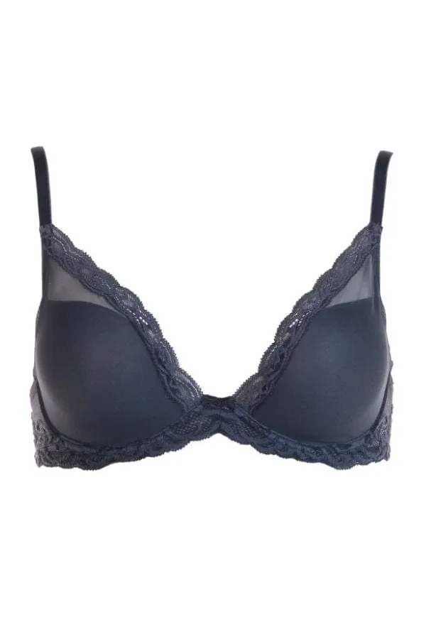 Feathers Contour Underwire Plunge Bra - Ash Navy