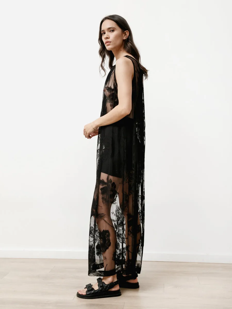 floral lace dress - lace black