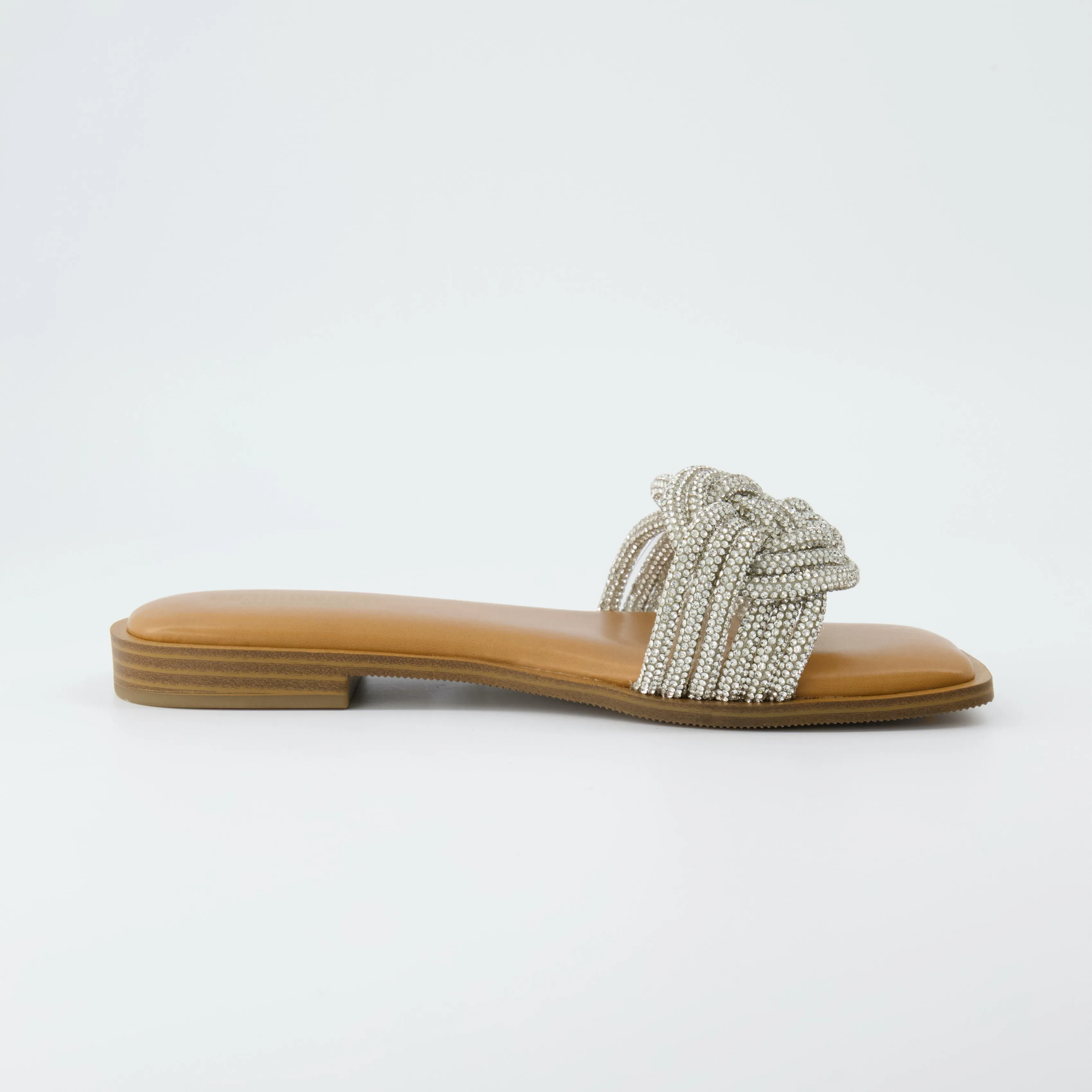 Fortuna Braided Rhinestone Slide Sandal