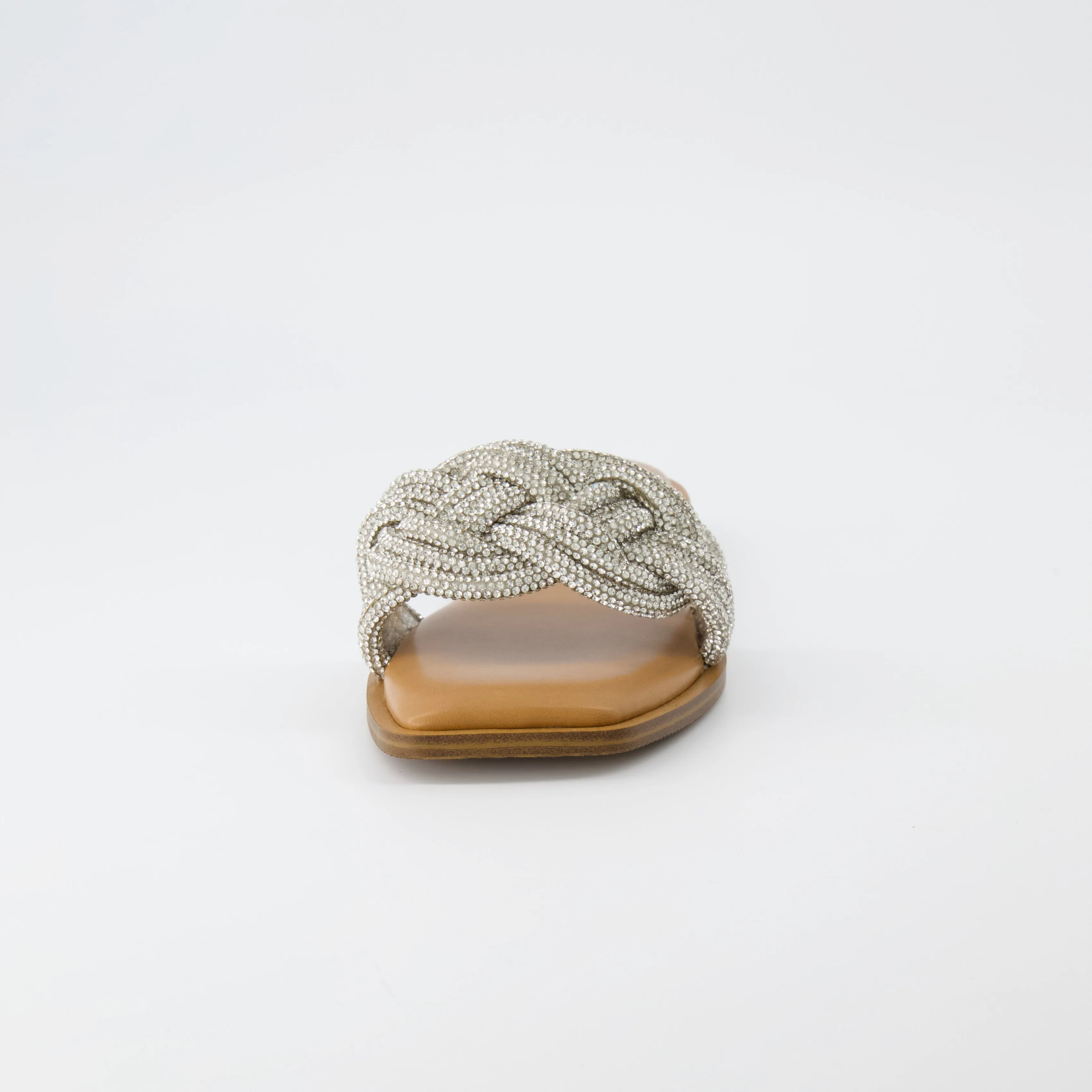 Fortuna Braided Rhinestone Slide Sandal