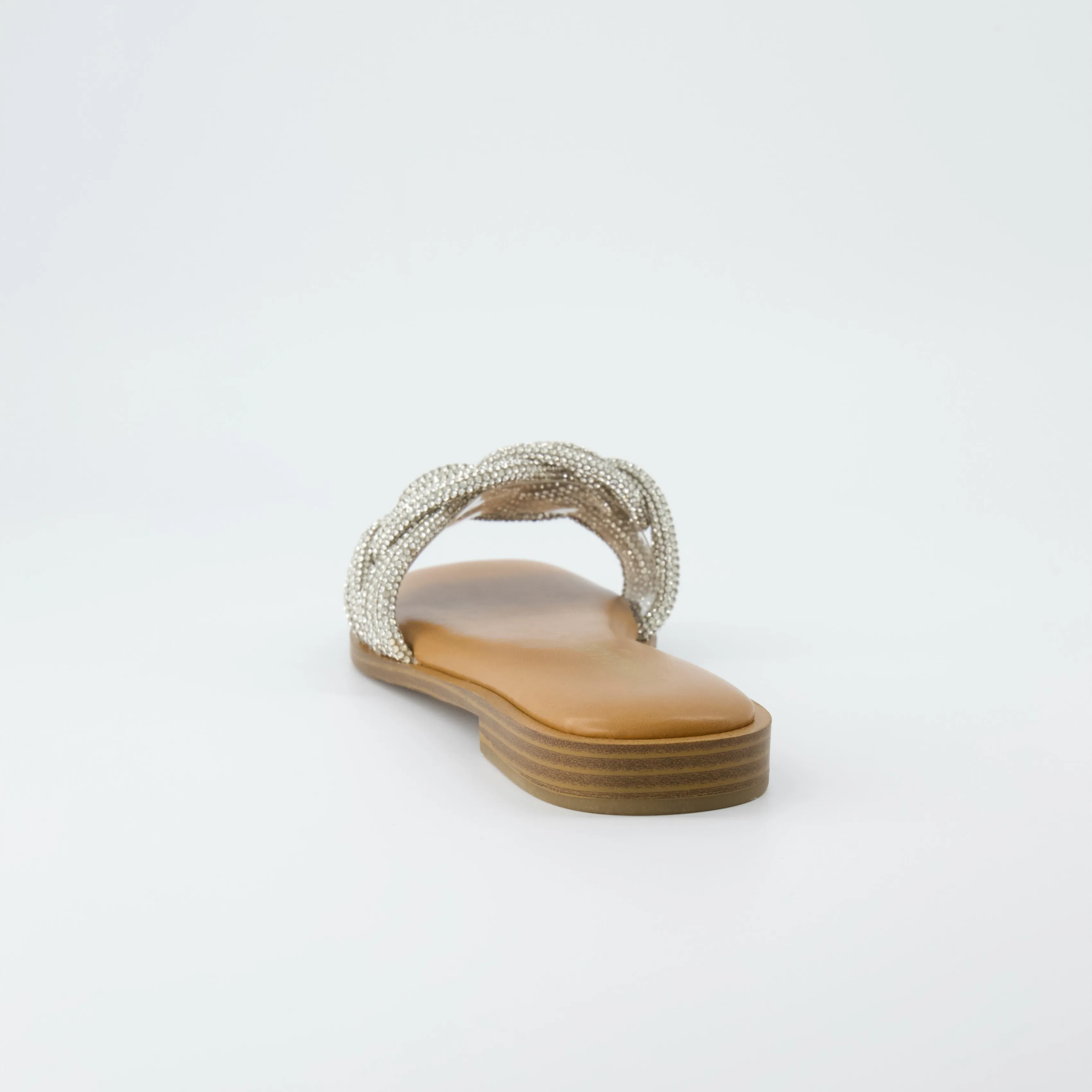 Fortuna Braided Rhinestone Slide Sandal