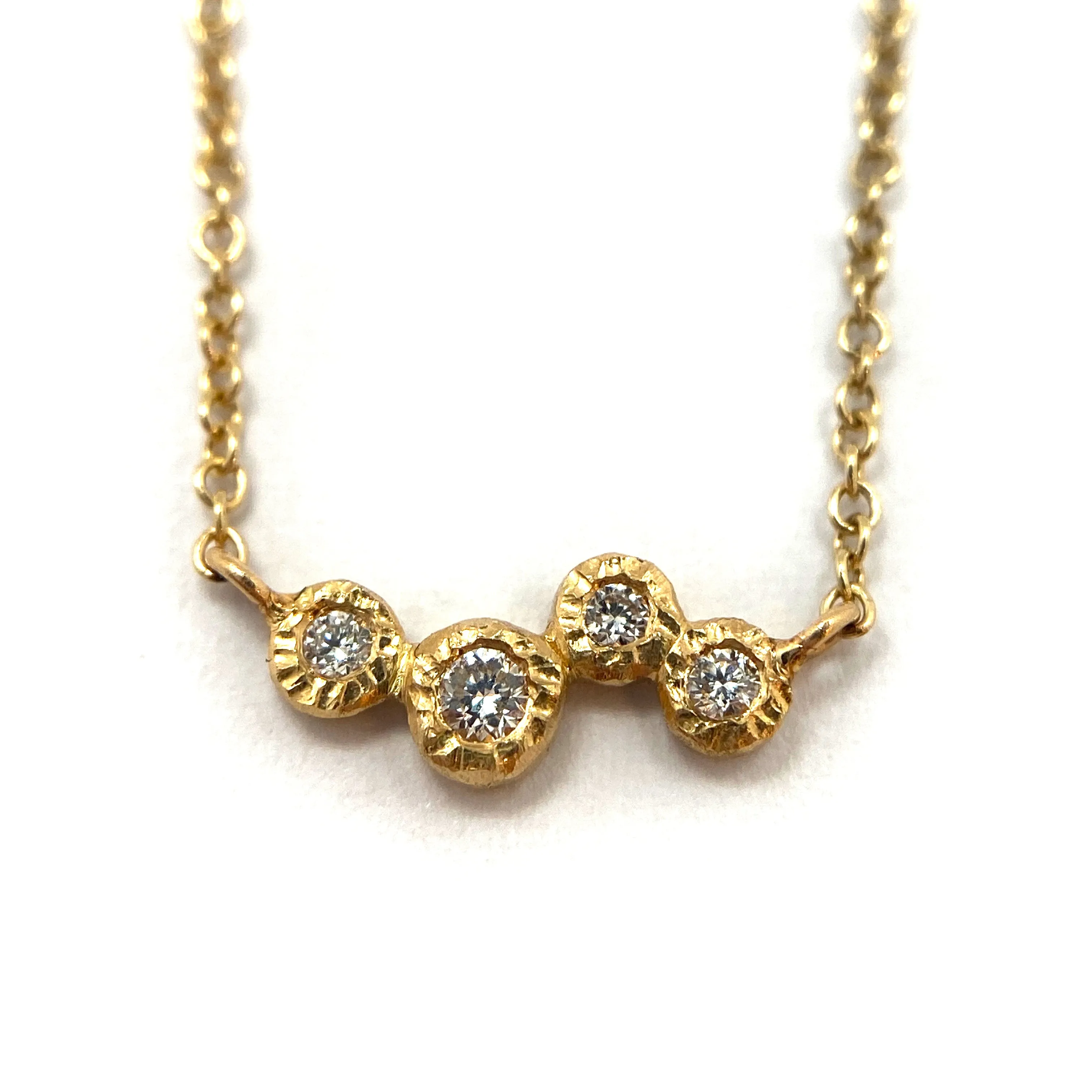 Four Diamond Gold Necklace