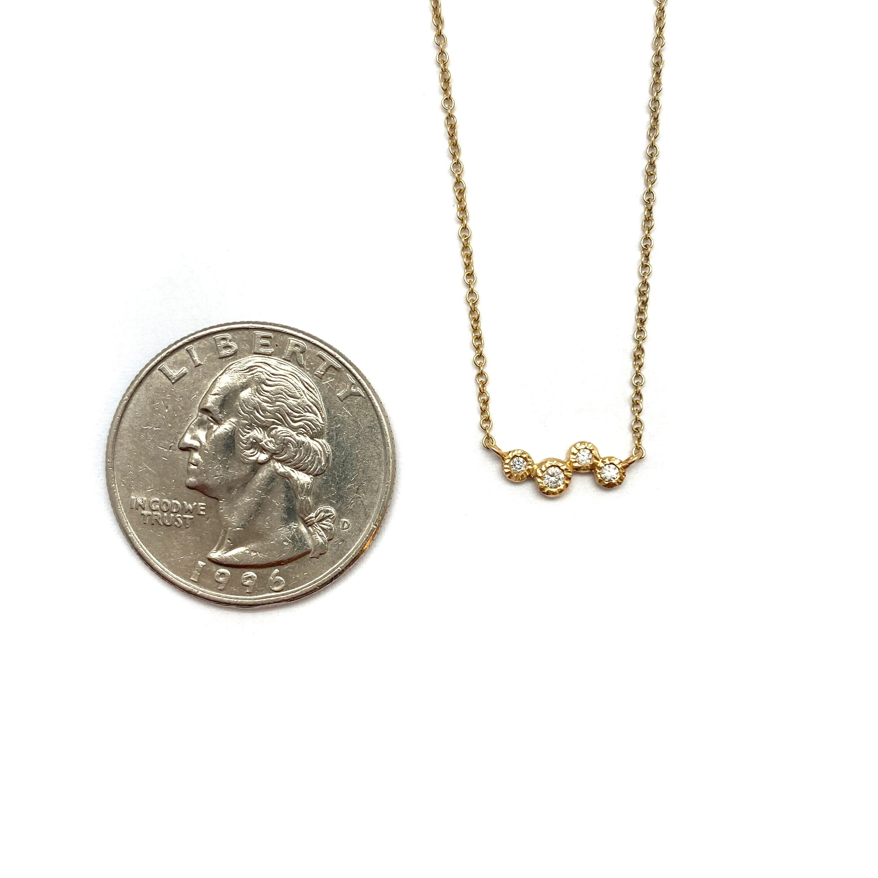 Four Diamond Gold Necklace