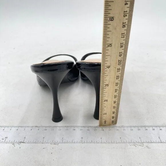 FYS Black Comfy Square Open Toe Mule Stiletto High Heel Sandal Beach Dress Shoes
