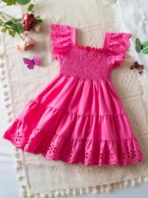 Girls Everyday Eyelet Smocked Dress