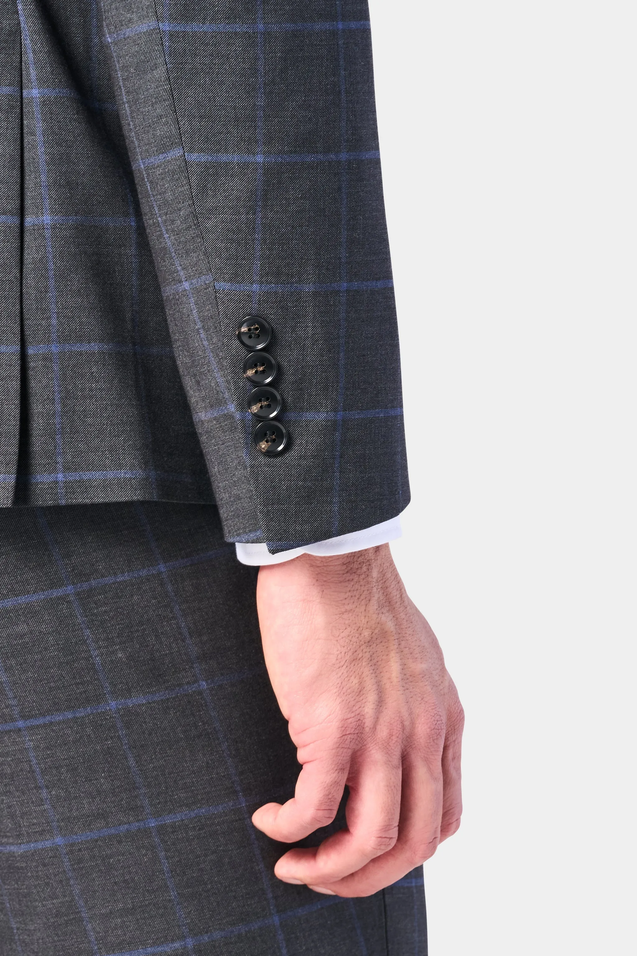Gray and Periwinkle Blue Window Pane 3 Piece Suit