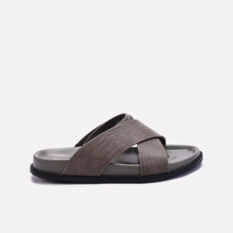 Gray Comfy Criss Cross Slippers 0151090
