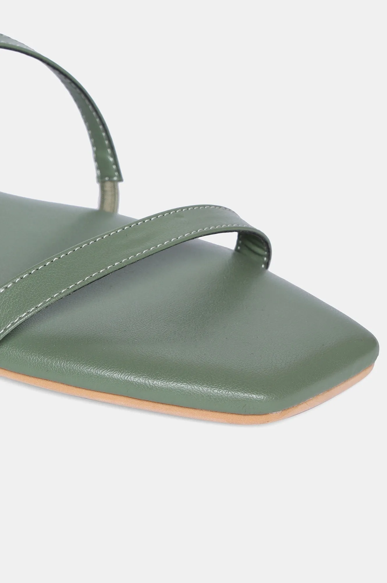 Green Square Toe Solid Flat-Zkelly