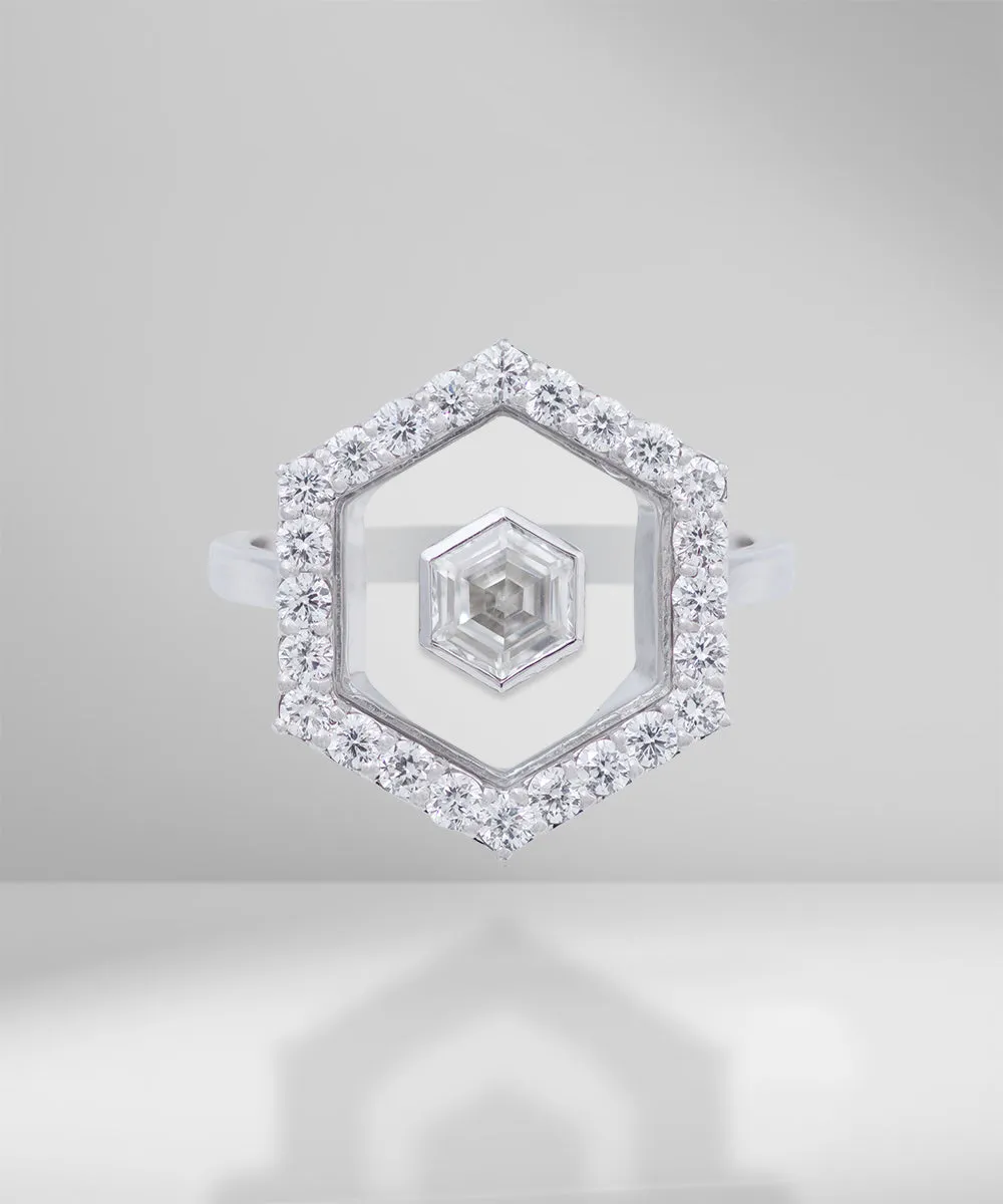 Hexagon diamond ring