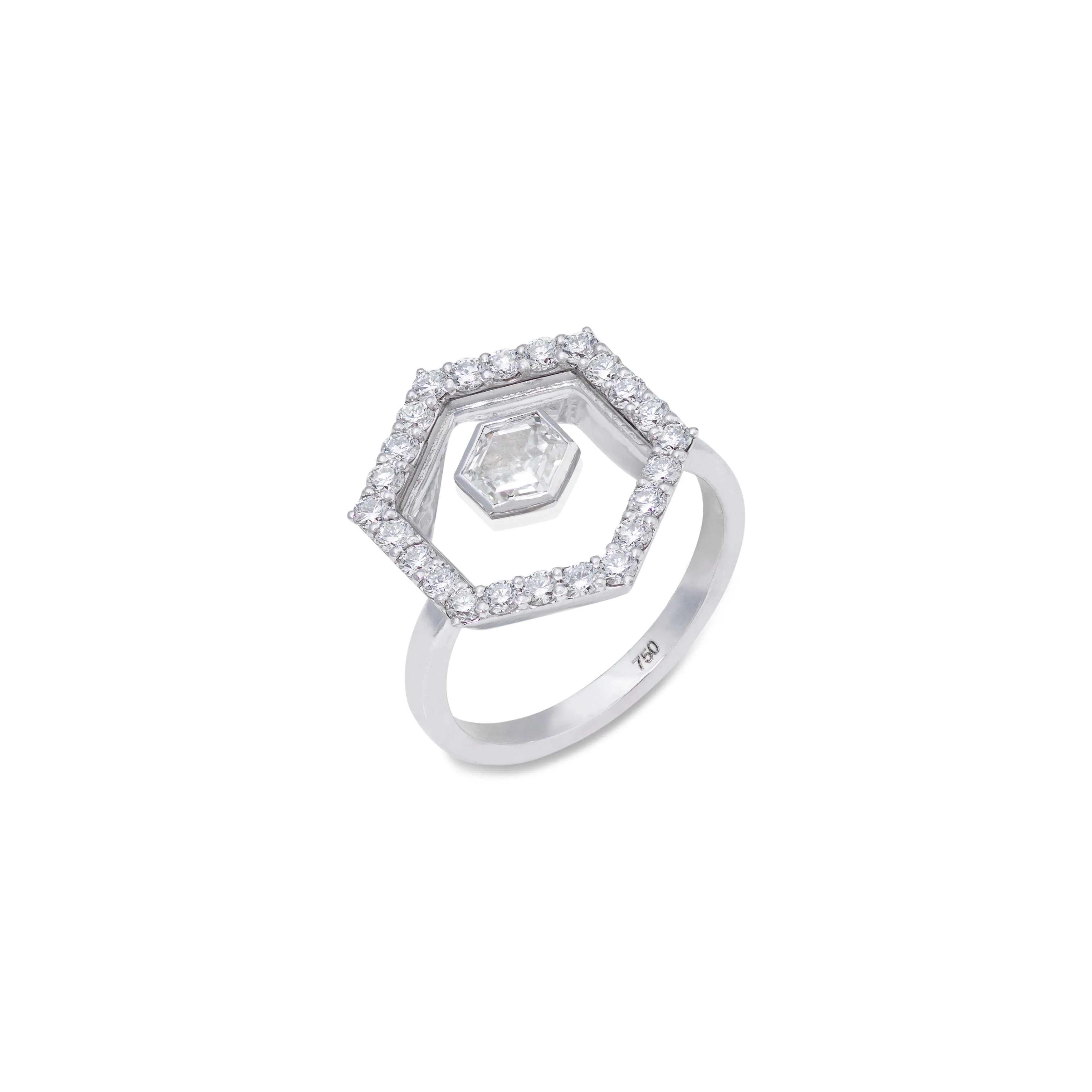Hexagon diamond ring