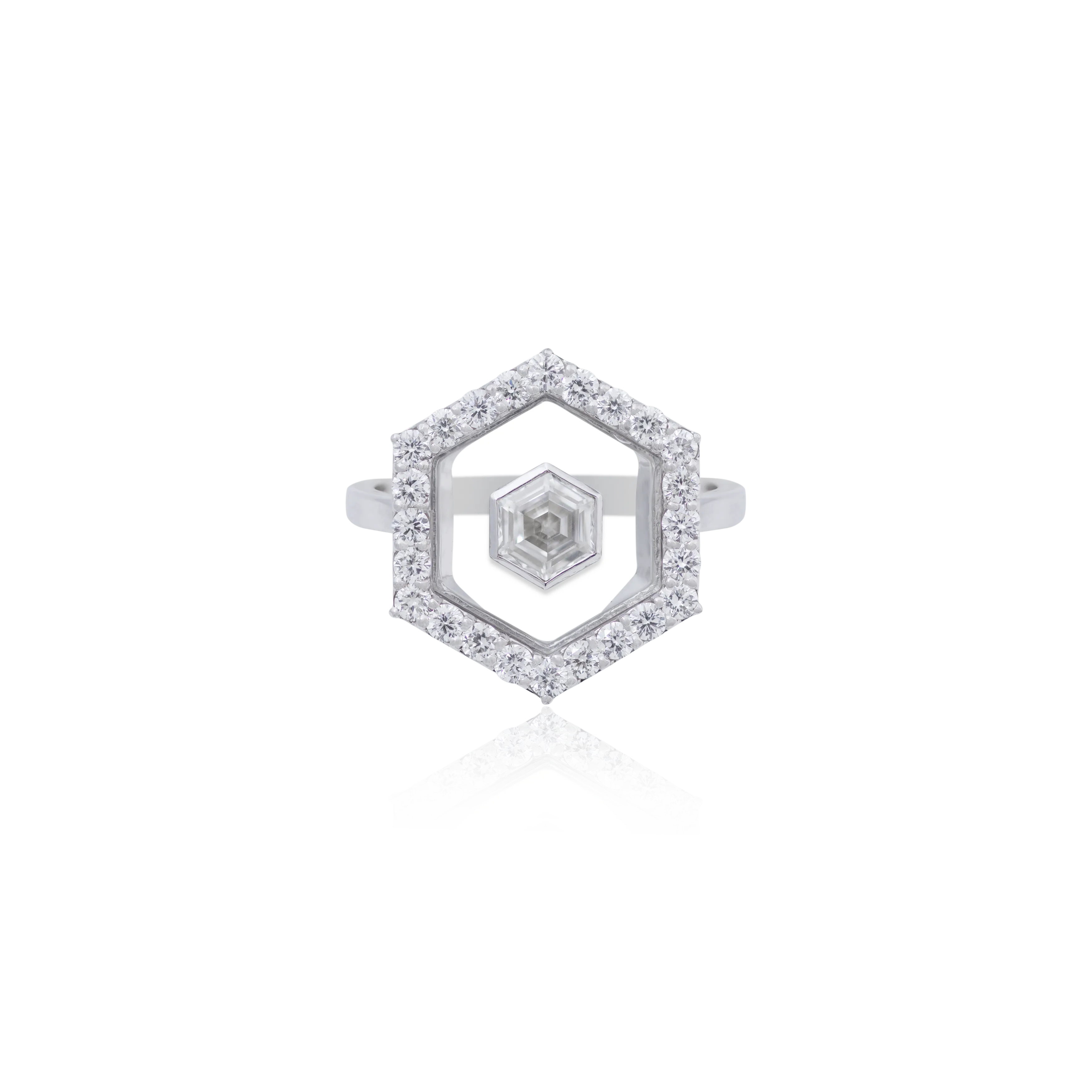 Hexagon diamond ring