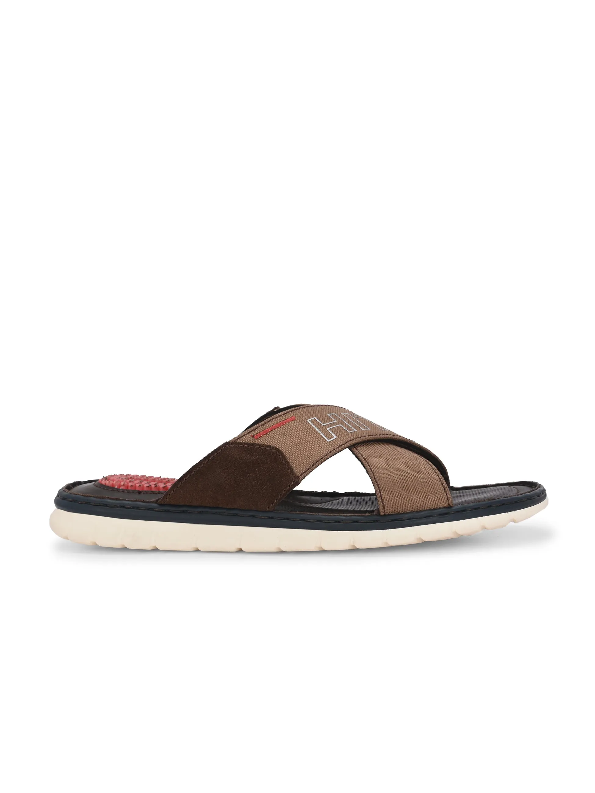 Hitz Men's Brown Fabric Casual Slipper