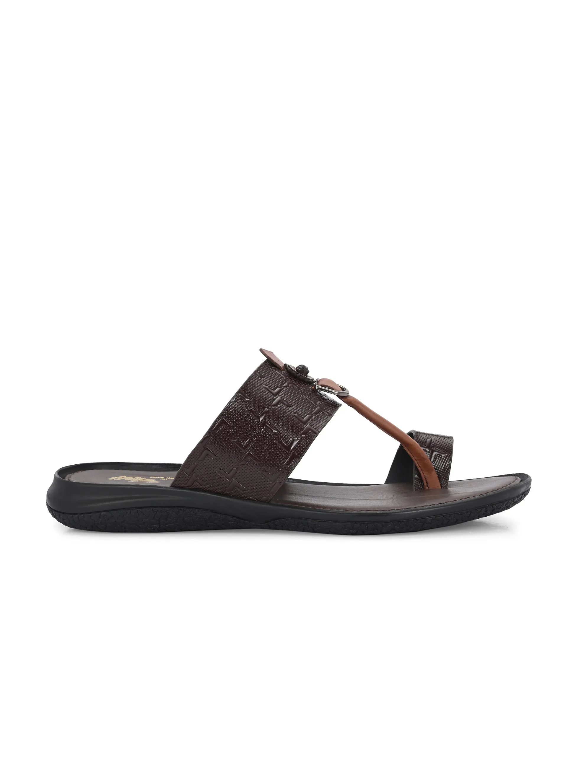 Hitz Men's Brown Leather Daily Wear Sandals