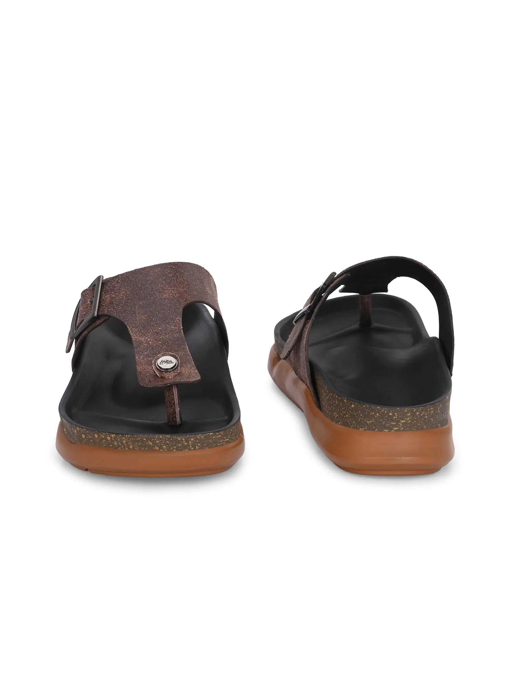 Hitz Men's Brown Leather Daily Wear Slipper