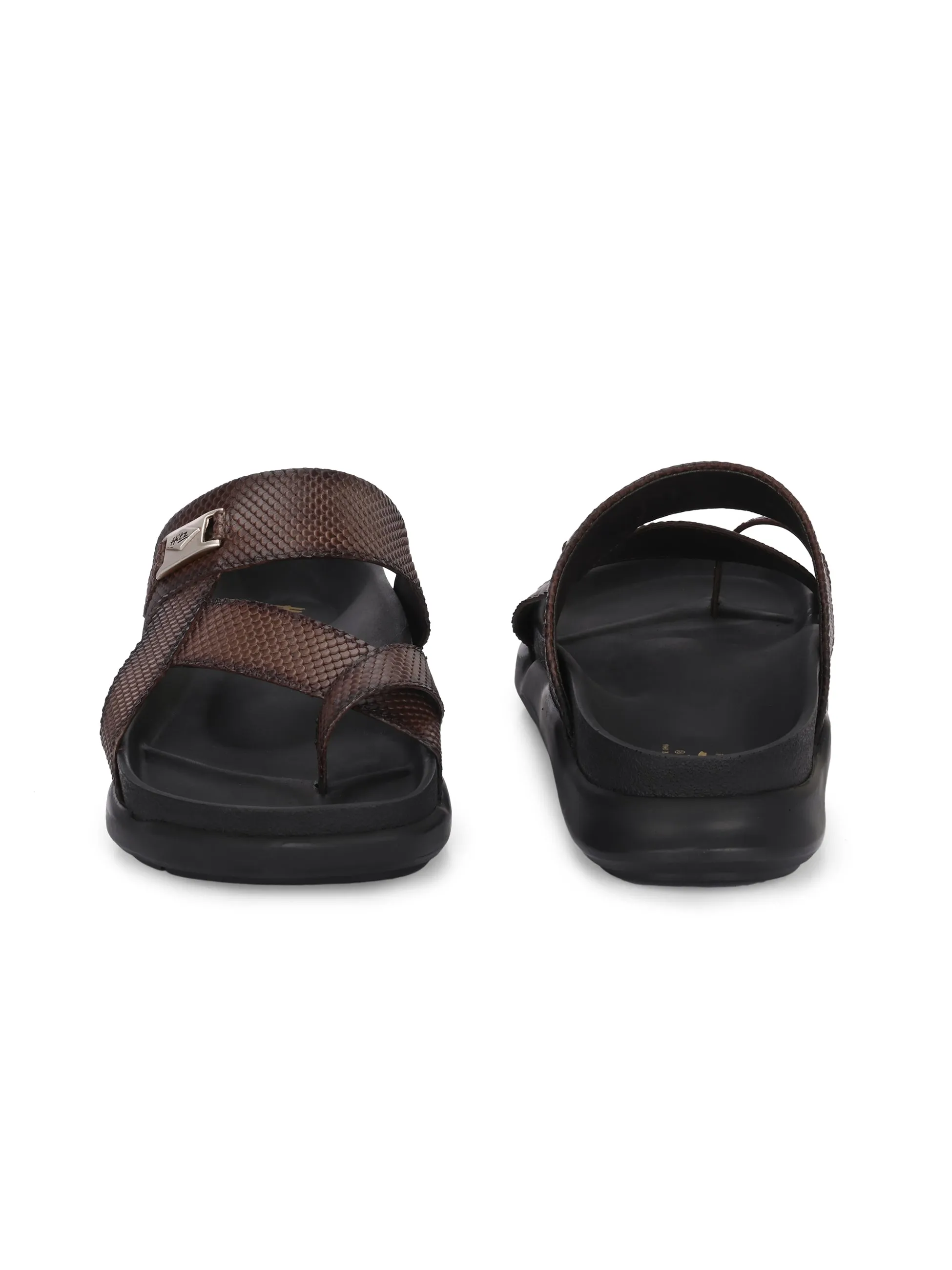 Hitz Men's Brown Leather Daily Wear Slipper
