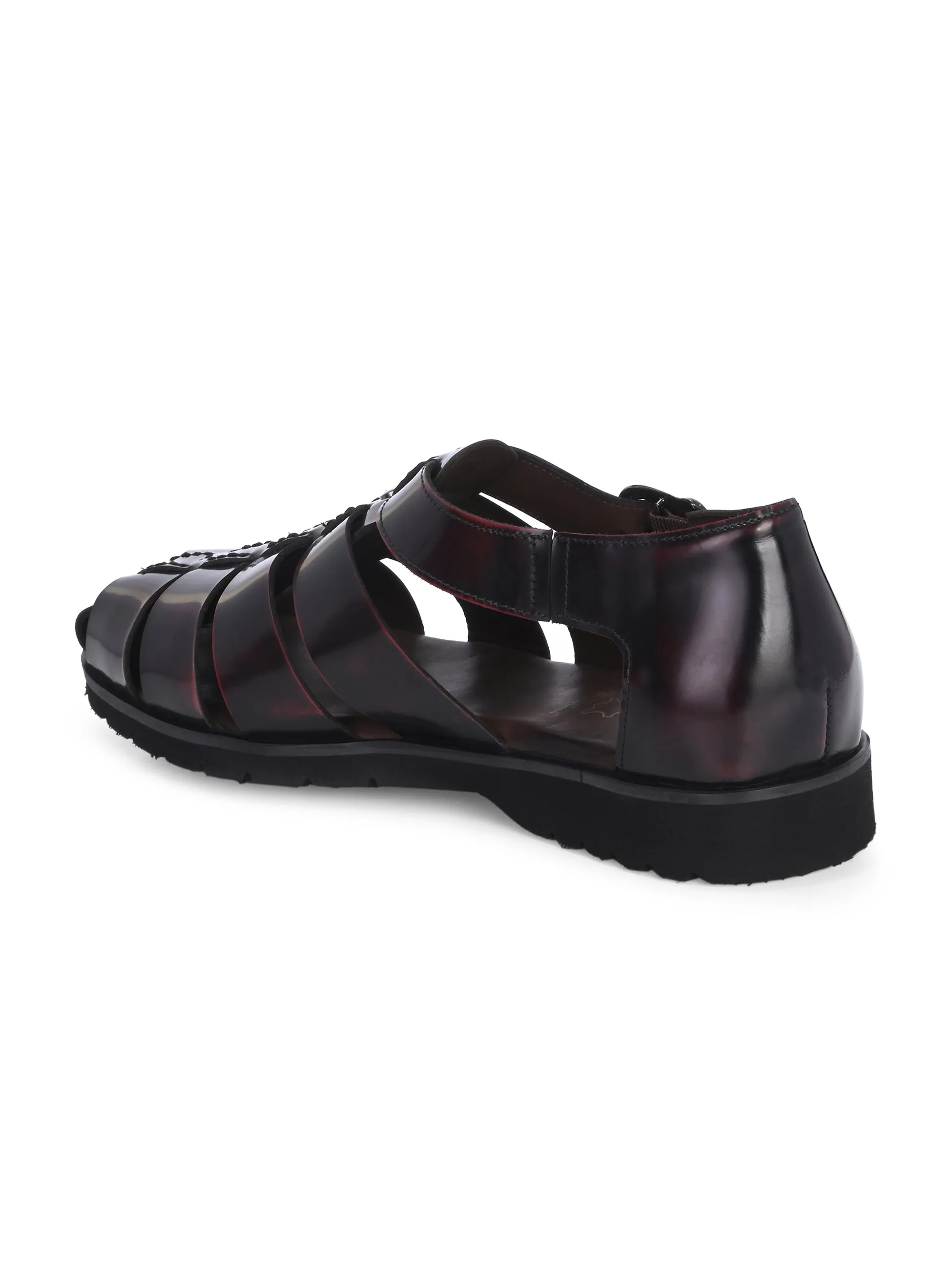 Hitz Men's Cherry Leather Daily Wear Sandals