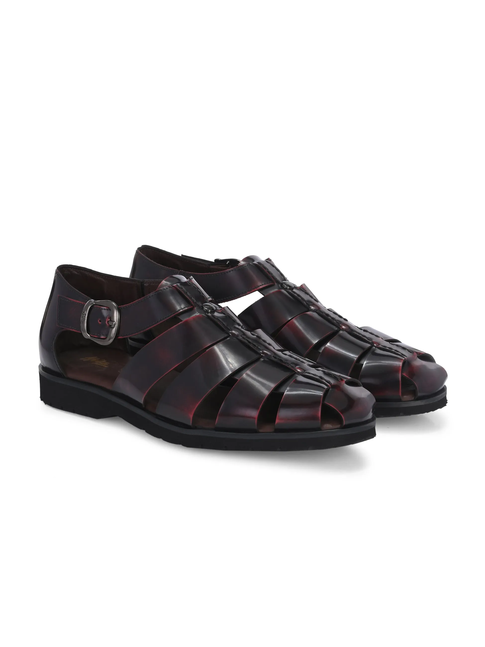 Hitz Men's Cherry Leather Daily Wear Sandals