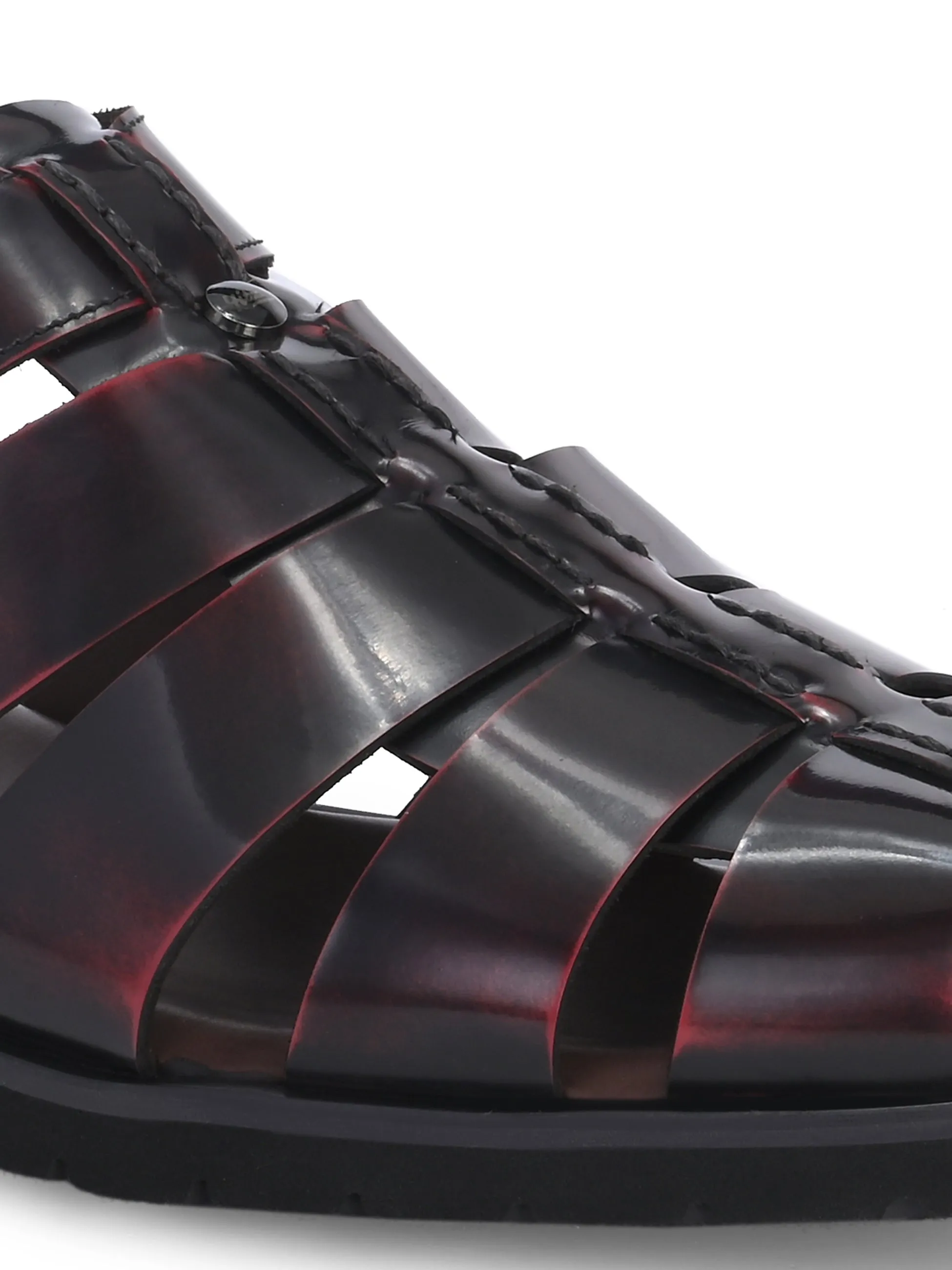 Hitz Men's Cherry Leather Daily Wear Sandals