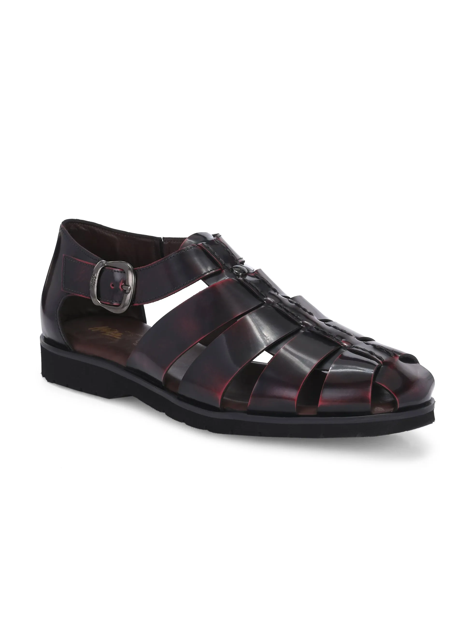 Hitz Men's Cherry Leather Daily Wear Sandals