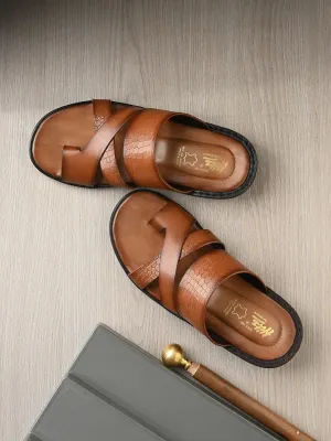 Hitz Men's Tan Leather Casual Slipper